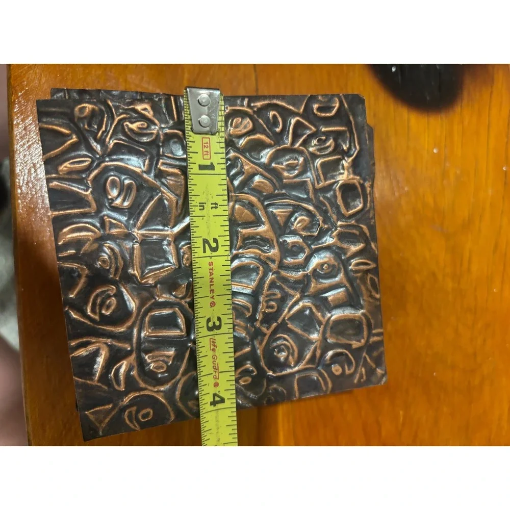 Vintage Handmade Copper Repousse Tiles Lot 18 Count 4x4 Abstract Art Supplies